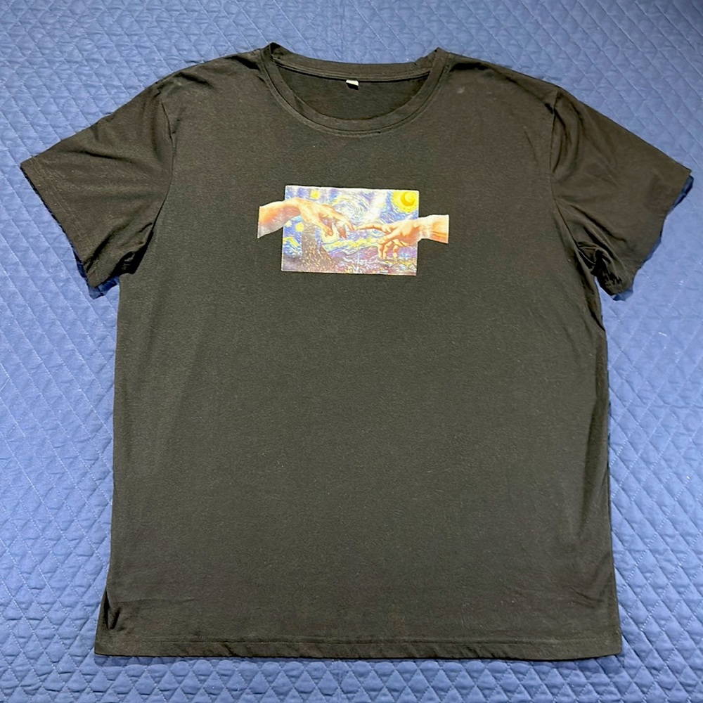 SHEIN Screen Printed Famous Paintings T Shirt. Black. XXL. NWOT